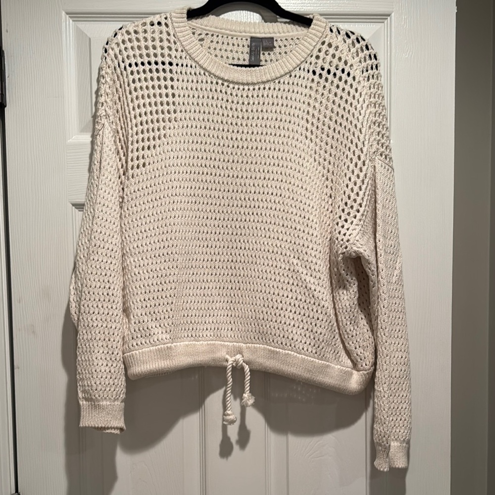 Sweaty Betty Women's Cream Sweater with drawstring waist